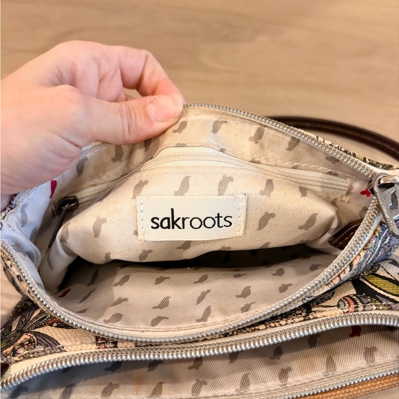 Sakroots Foldover Crossbody Bag Jute & Cotton Magnetic Closure Vegan Trim EUC - Picture 9 of 10